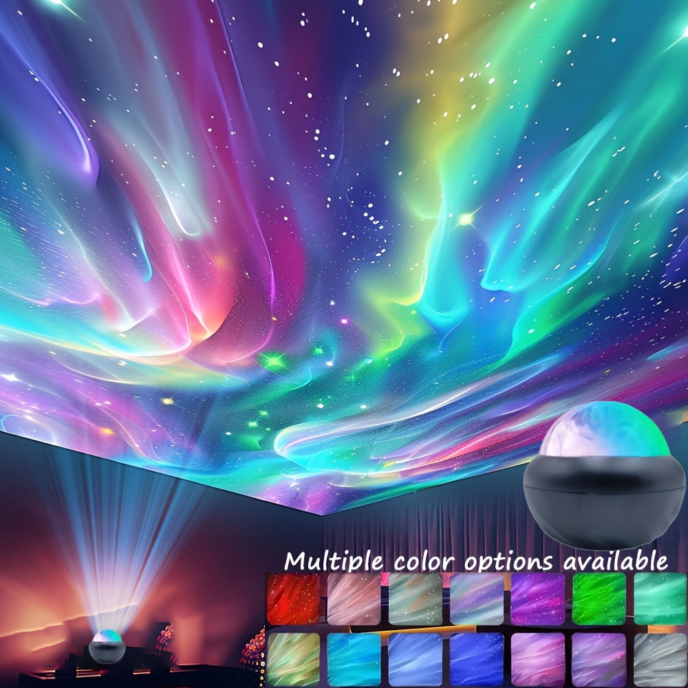 1pc Northern Lights & Ocean Waves 2-in-1 LED Projector