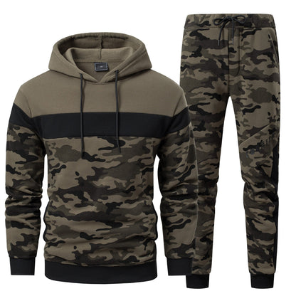 Men's Camo Training Hoodie & Joggers Set - Polyester