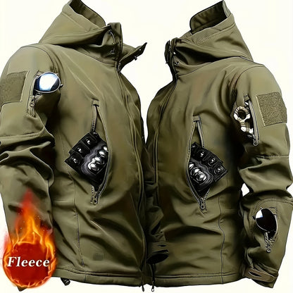 Men's warm fleece jacket with hood in different colors