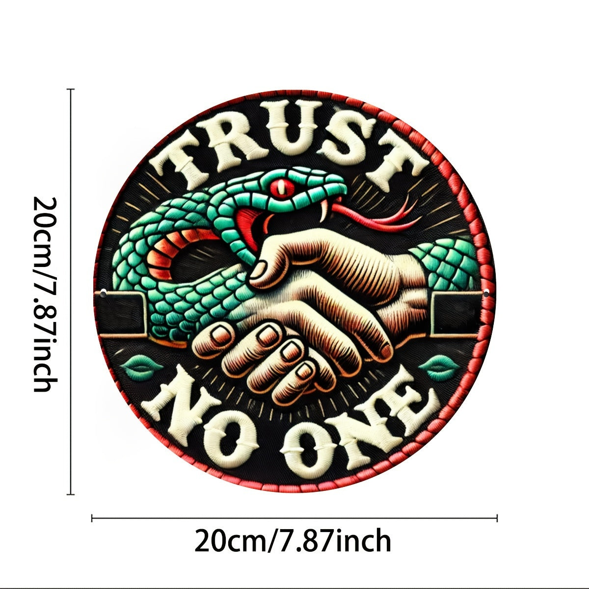 1pc "Trust No One" 20.32x20.32 cm Round Iron Wall Art