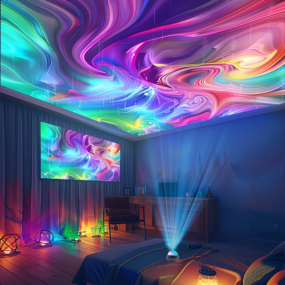 1pc Northern Lights & Ocean Waves 2-in-1 LED Projector