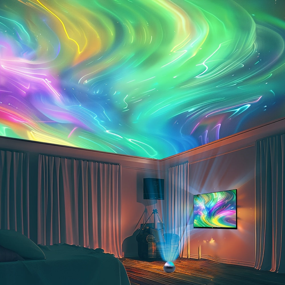 1pc Northern Lights & Ocean Waves 2-in-1 LED Projector