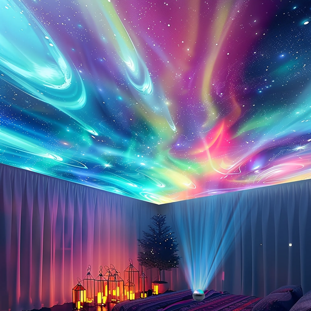 1pc Northern Lights & Ocean Waves 2-in-1 LED Projector