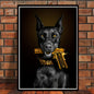 Canvas Modern Art, Black  Dog With Gun