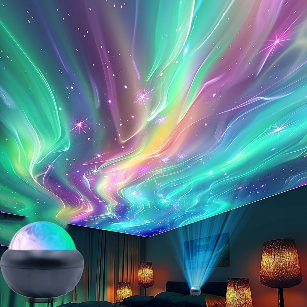 1pc Northern Lights & Ocean Waves 2-in-1 LED Projector