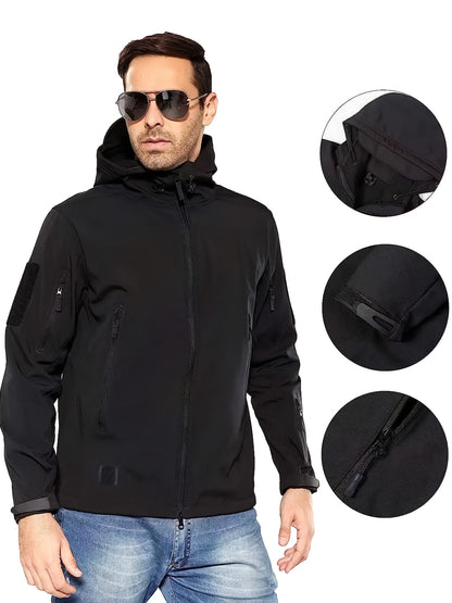 Men's warm fleece jacket with hood in different colors