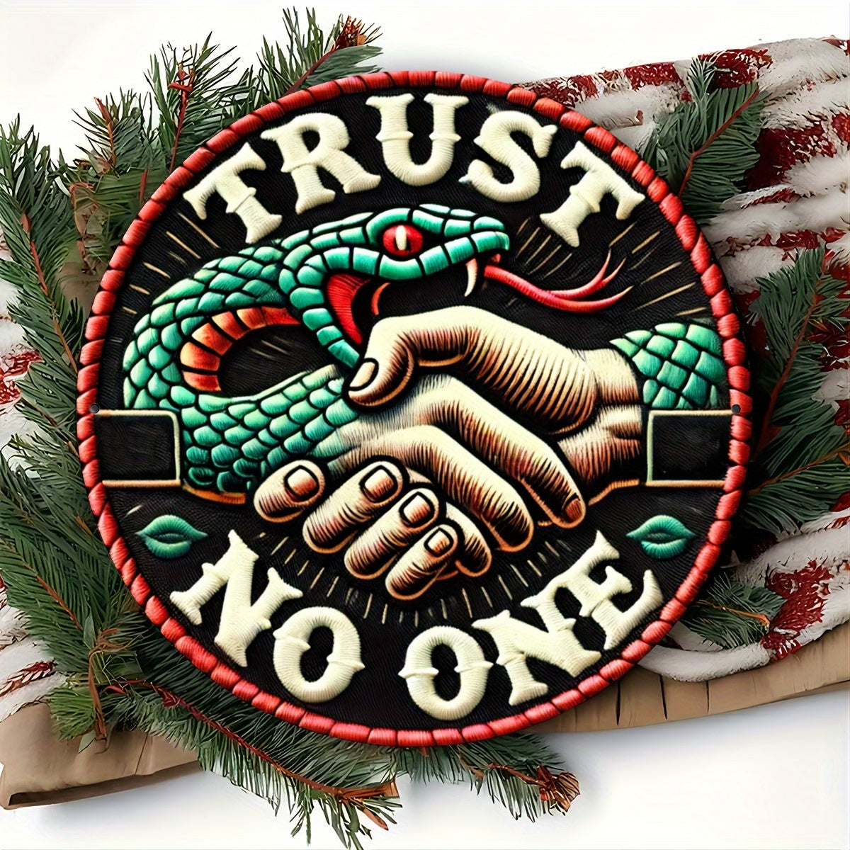 1pc "Trust No One" 20.32x20.32 cm Round Iron Wall Art