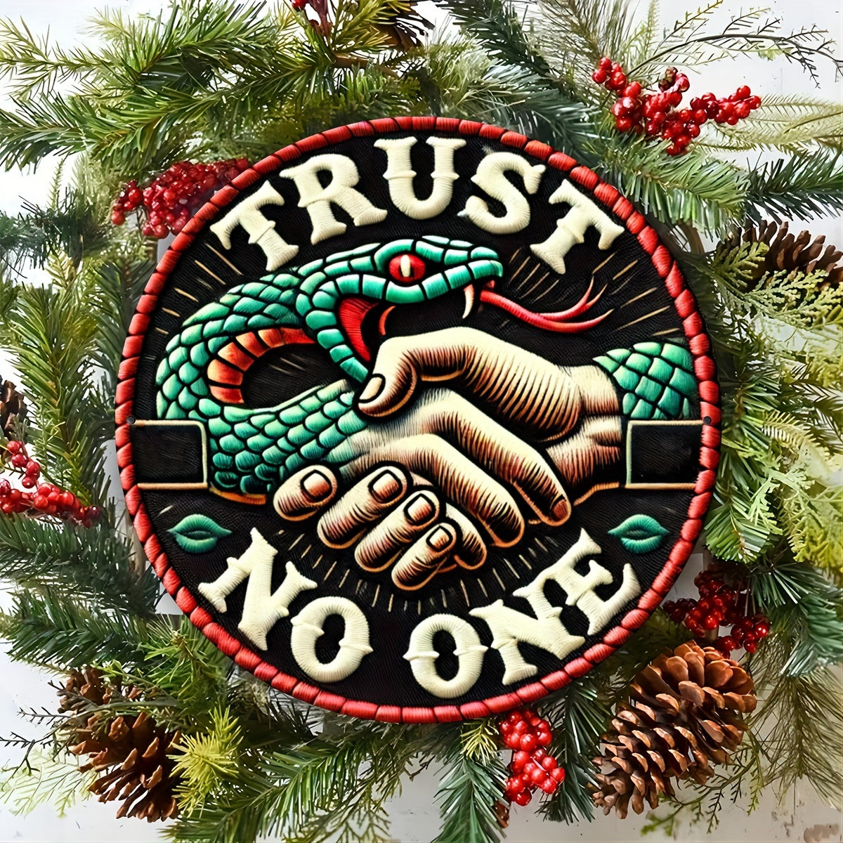 1pc "Trust No One" 20.32x20.32 cm Round Iron Wall Art